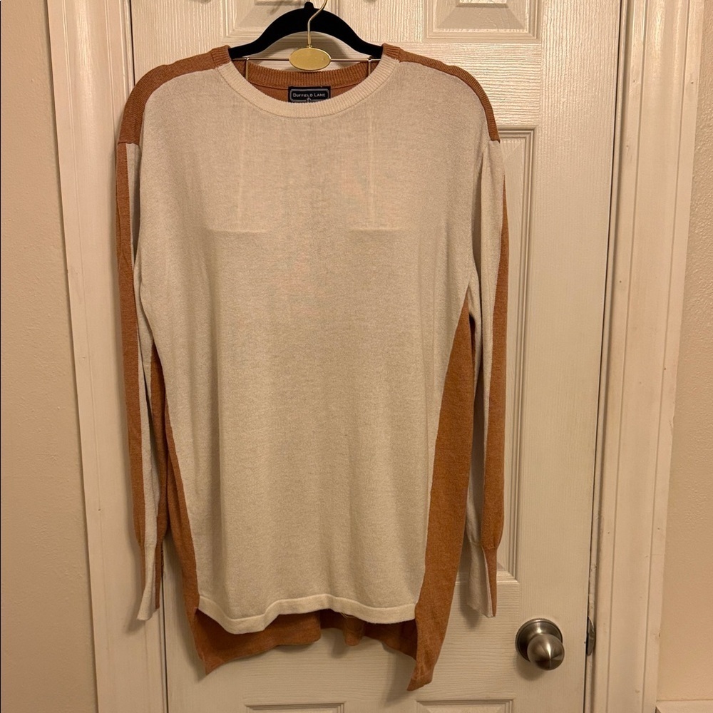 Duffield Lane Cream and Orange Sweater